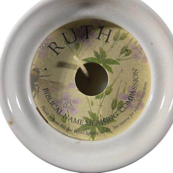 History & Heraldry Ruth Name Flower Ceramic candle White Nature gift - Picture 4 of 7